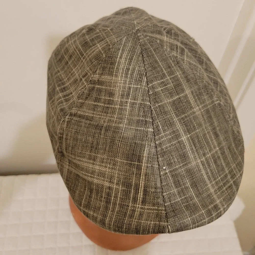 Stetson Mens Grey Plaid Flat Cap Driver Newsboy Hat Peaky Blinders Thomas Shelby